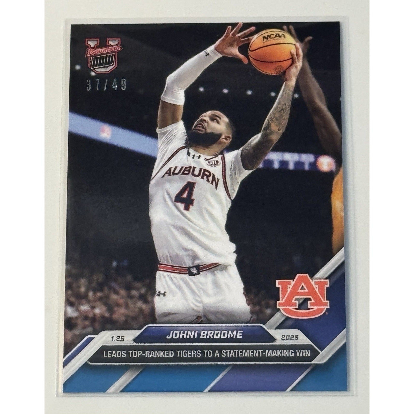 37/49* 2024-25 Bowman U Now Johni Broome Rookie Leads Top Ranked Tigers Card #52