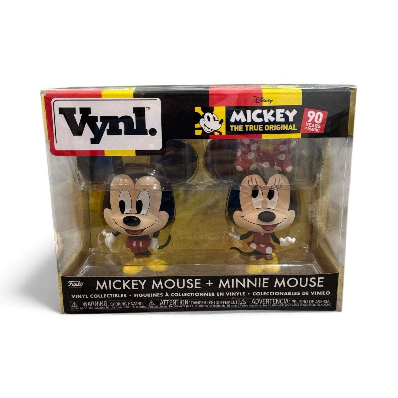 Funko Vynl limited edition Mickey Mouse and Minnie Mouse 90 Years collectible set in retro packaging