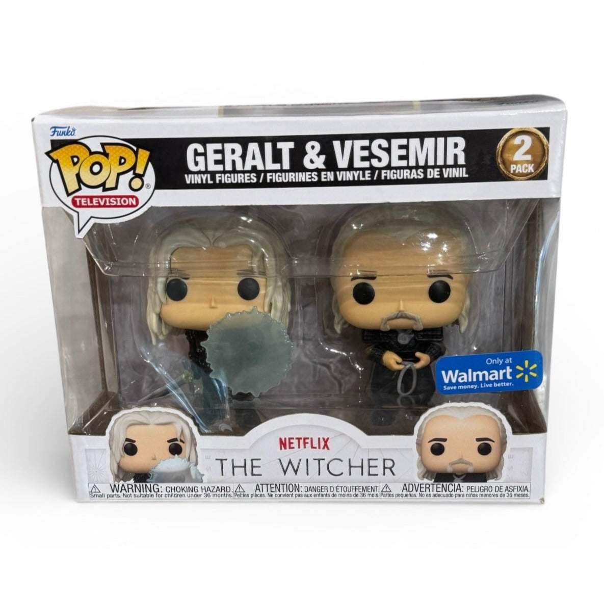 Funko Pop Walmart exclusive 2 pack featuring Geralt and Vesemir from The Witcher vinyl figures