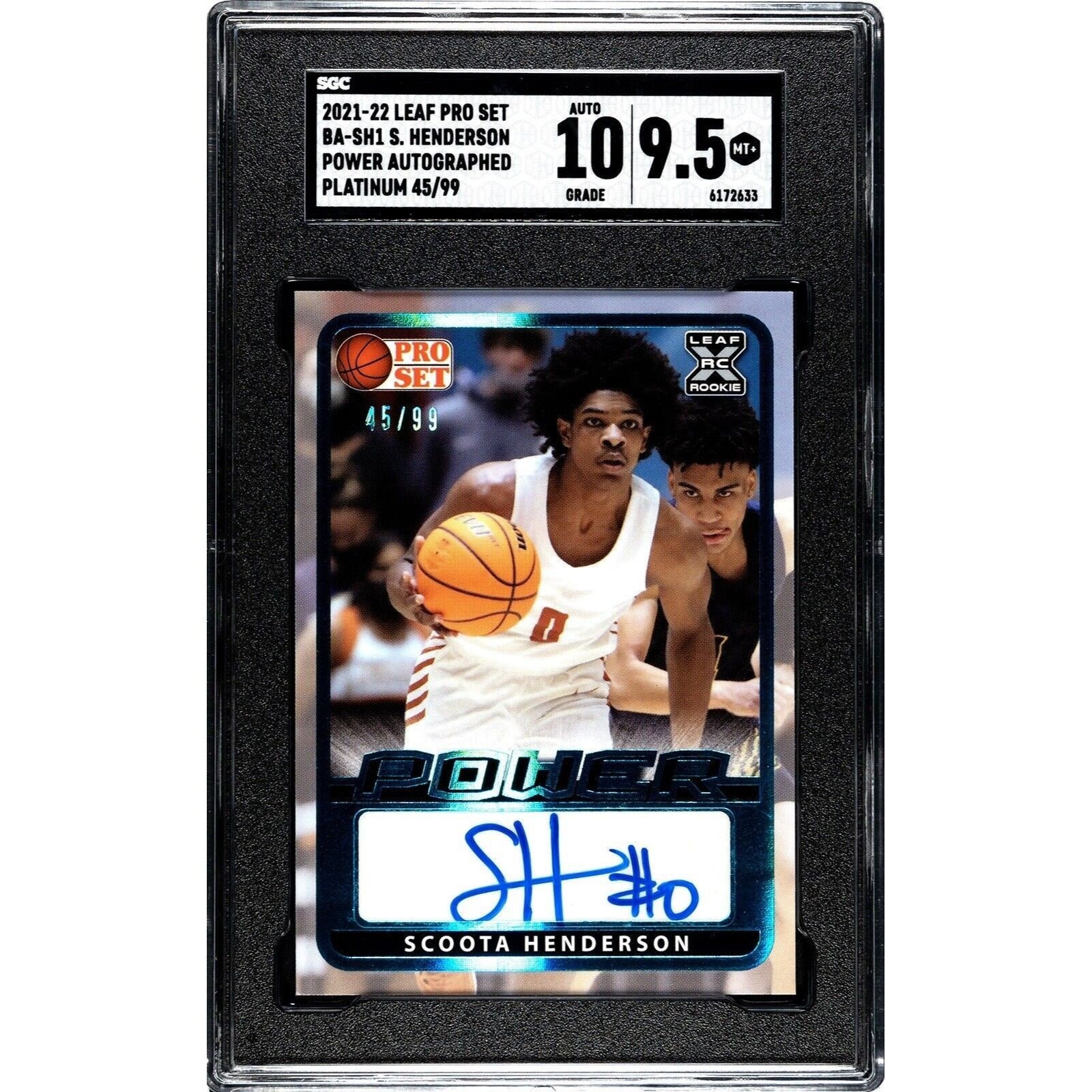 2021-22 Leaf Pro Set Scoota Henderson /99 RC Auto Platinum Power BA-SH1 SGC 9.5*