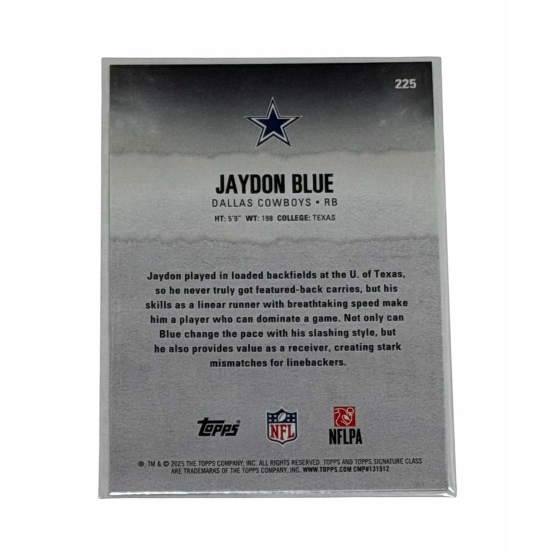 Jaydon Topps Jaydon Blue RC 2025 Topps Signature Class NFL Dallas Cowboys Rookie Card 225