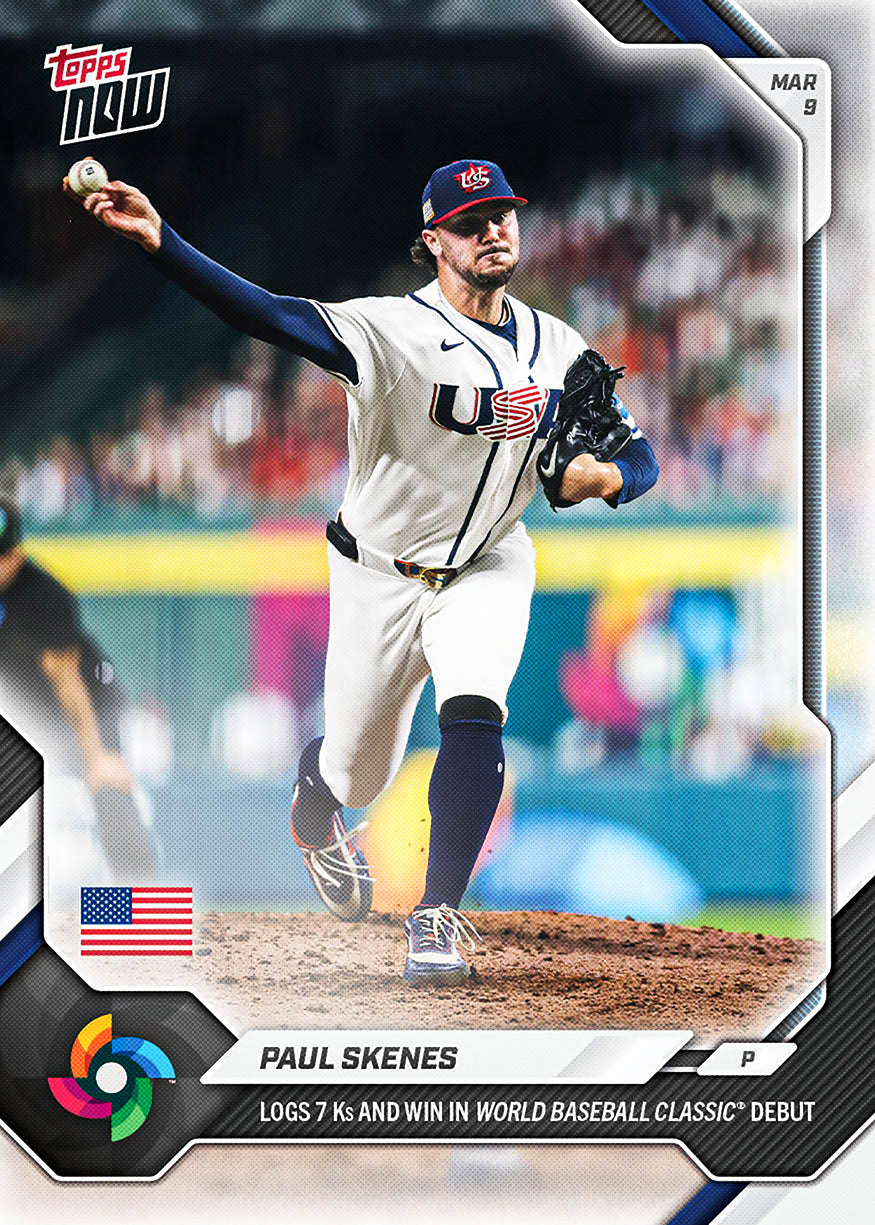 Paul Skenes 2026 World Baseball Classic Topps NOW card 20 Team USA