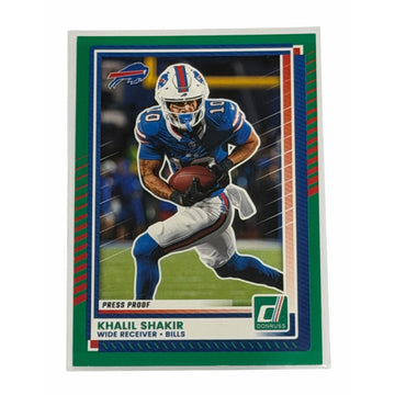 Khalil Shakir 2025 Donruss Press Proof Green NFL Buffalo Bills WR Card #53