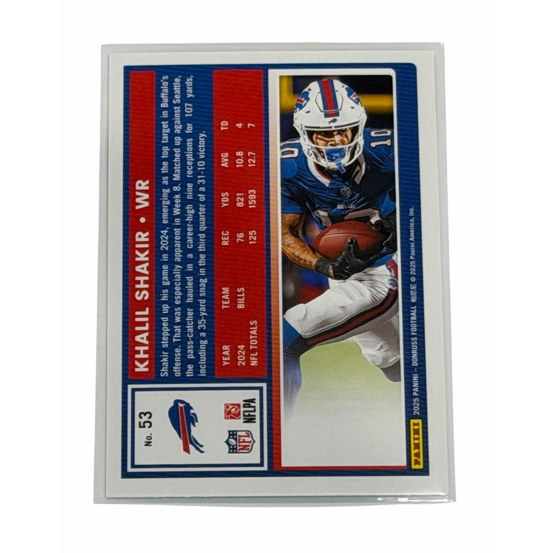 Khalil Shakir Donruss Khalil Shakir 2025 Donruss Press Proof Green NFL Buffalo Bills WR Card 53