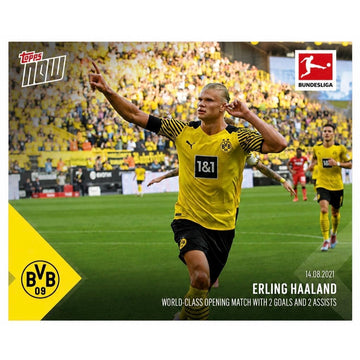 4058 Printed Erling Haaland 2021 Topps NOW Bundesliga #005 2 Goals 2 Assists NM
