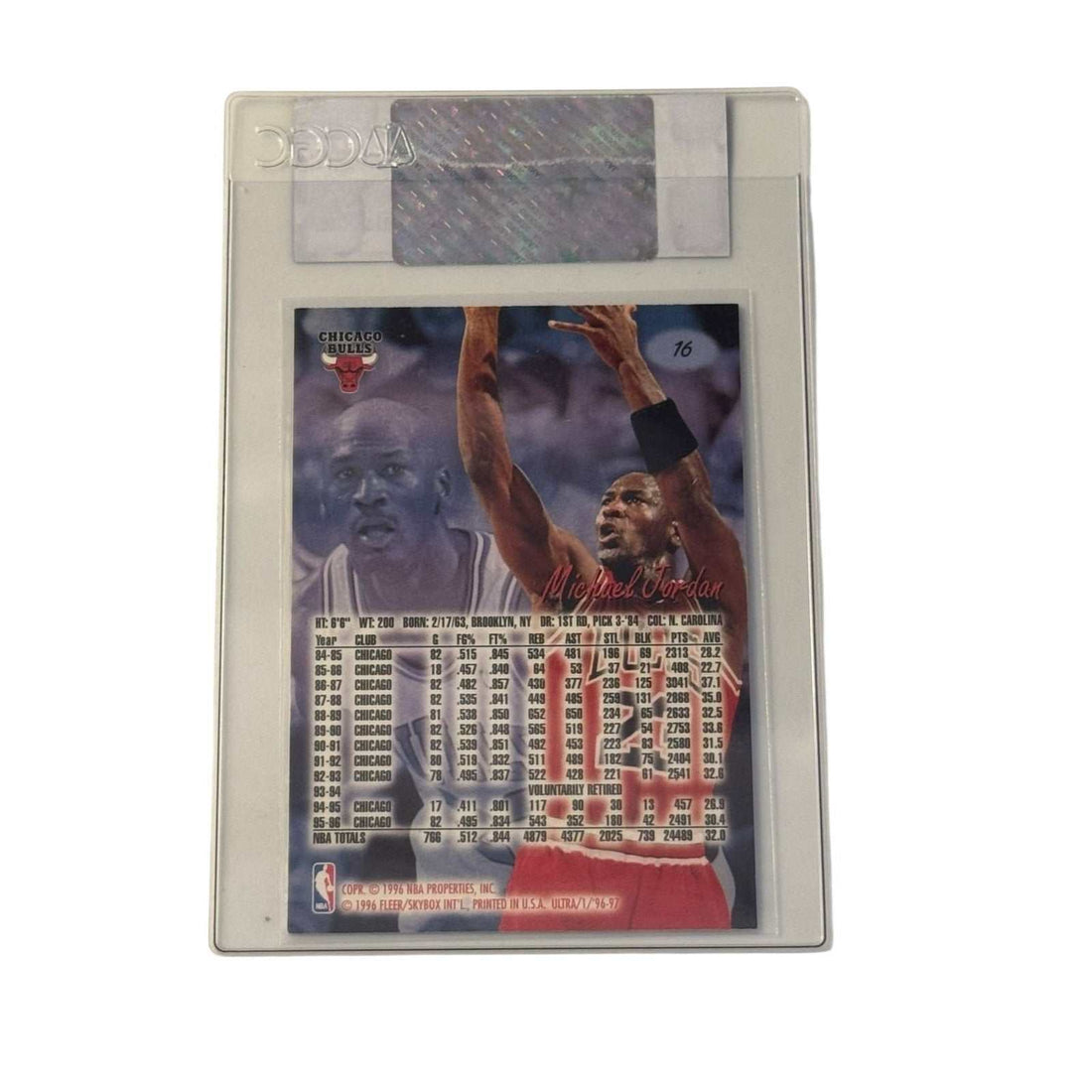 1996-97 NBA Fleer Ultra Michael Jordan Bulls Card 16 CGC Certified Authentic in protective sleeve