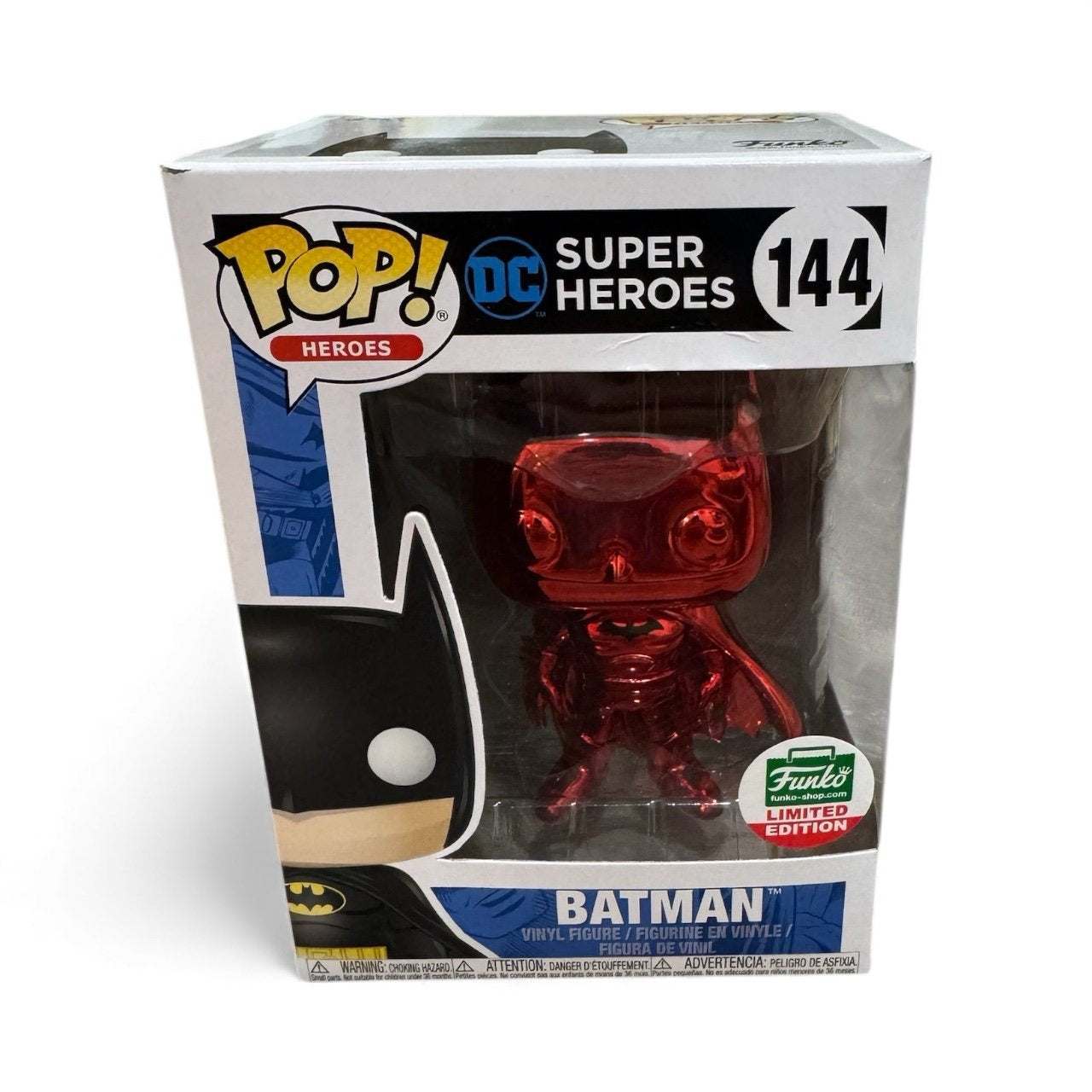 LIMITED EDITION Batman Red Chrome Funko POP Heroes #144 DC Super Heroes collectible in original box