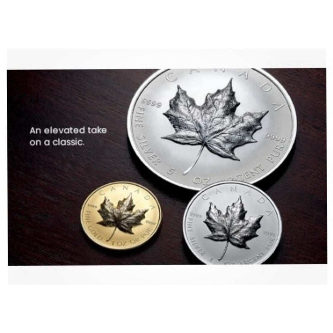 Rare 2022 Ultra High Relief 1oz gold and 32oz silver Canadian Maple Leaf coin set with premium detail and certification