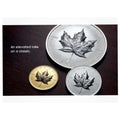 Rare 2022 Ultra High Relief 1oz gold and 32oz silver Canadian Maple Leaf coin set with premium detail and certification