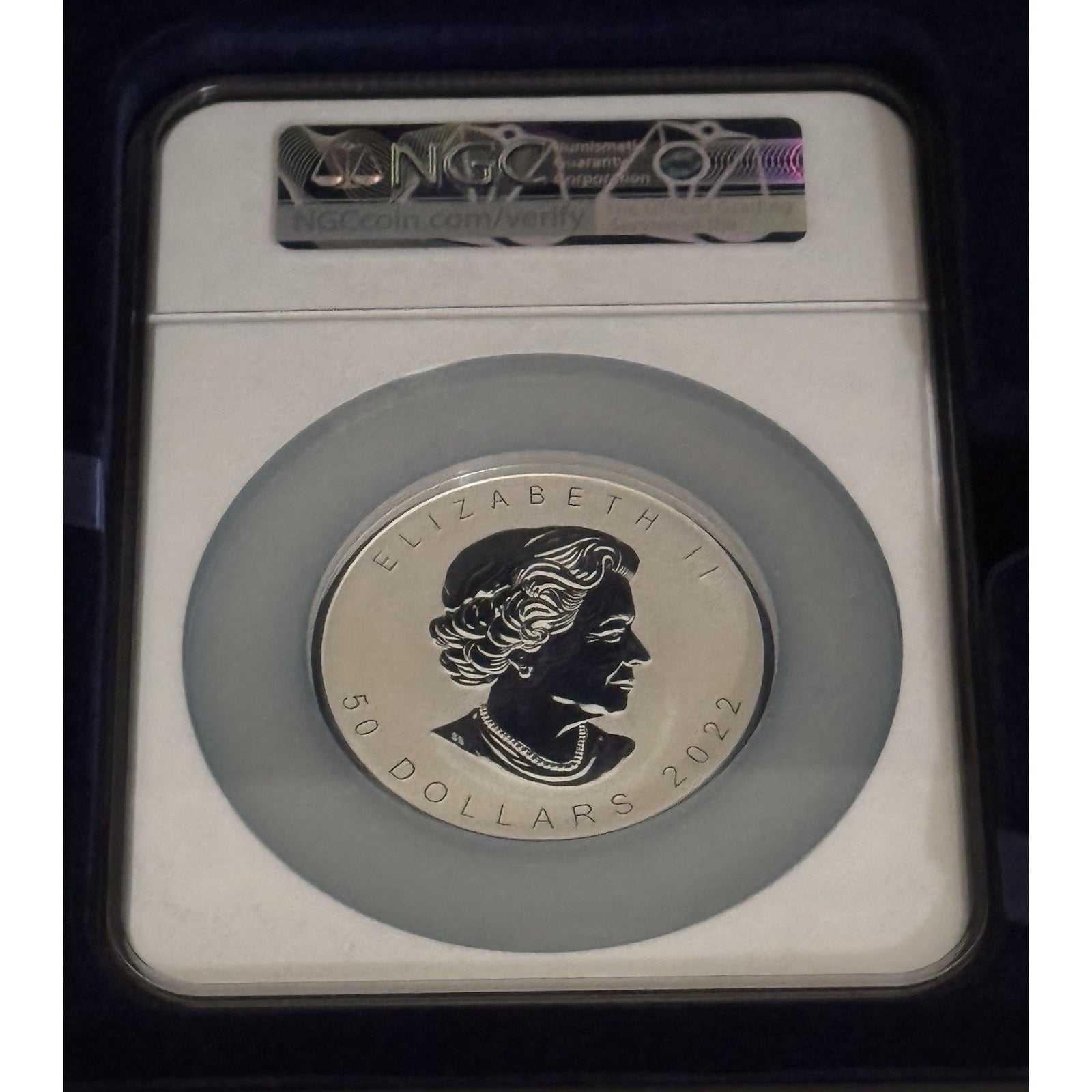 Rare 2022 Ultra High Relief 50 Dollar Silver Maple Leaf Coin certified PF70 by NGC