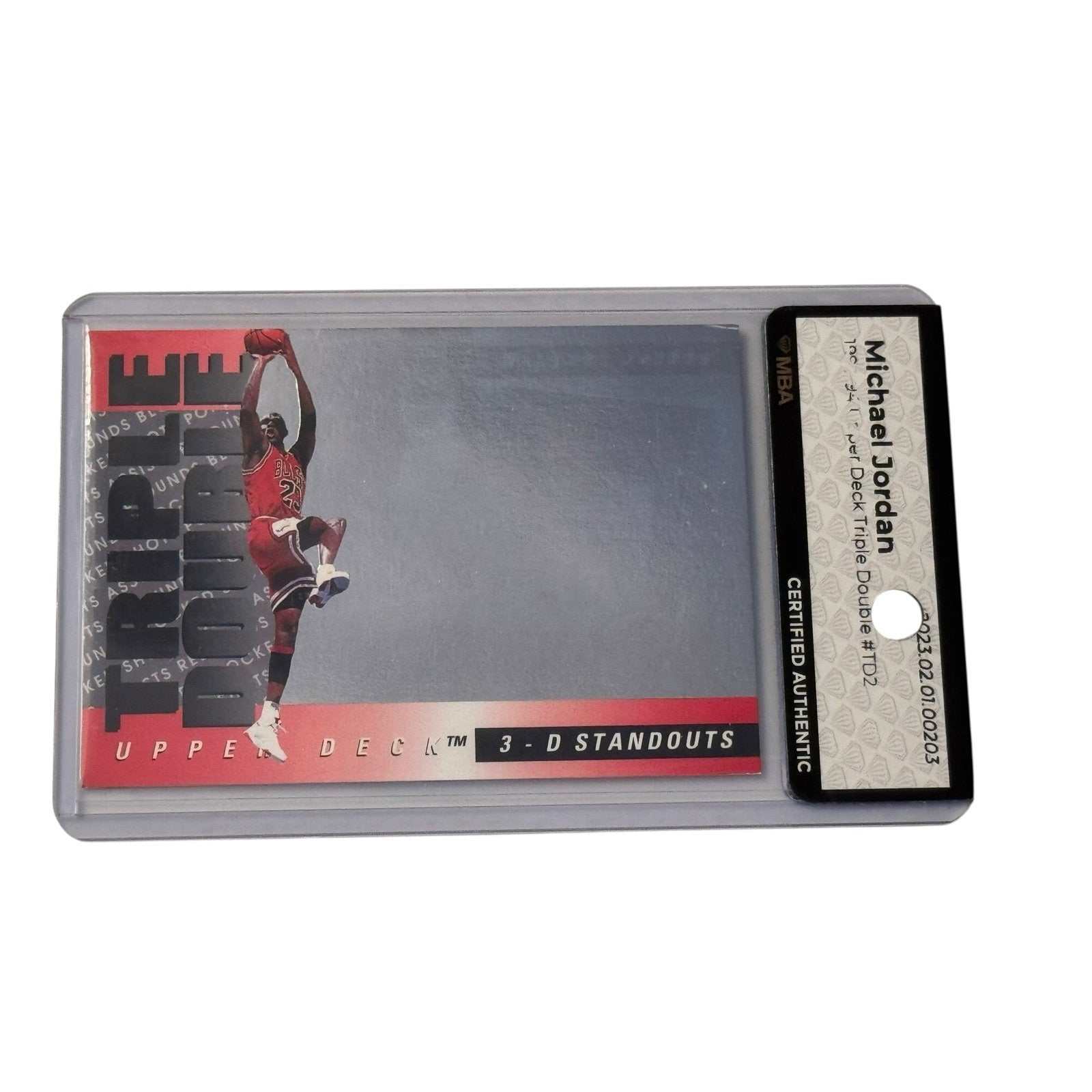 Michael Jordan Upper Deck Triple Double 3-D Standouts TD2 basketball card in MBA certified tamper-evident sleeve