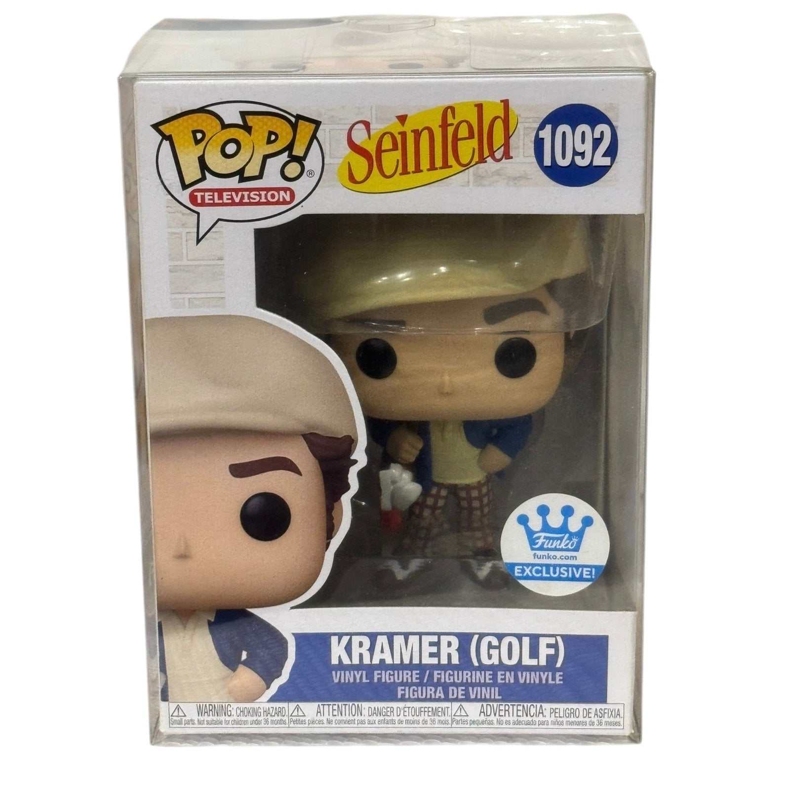 Funko Pop Seinfeld Kramer Golf #1092 Funko Shop Exclusive vinyl figure in box with blue crown sticker