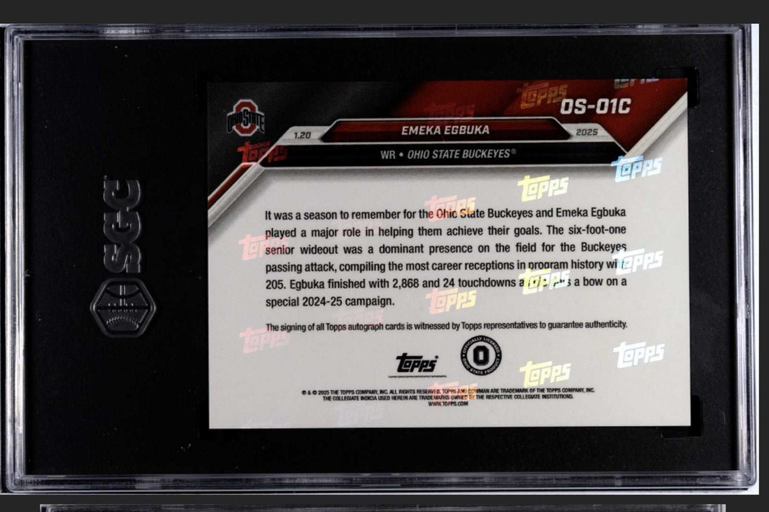 SGC 10 graded 1/5 Emeka Egbuka 2024 Bowman U NOW OS-01C autographed football card