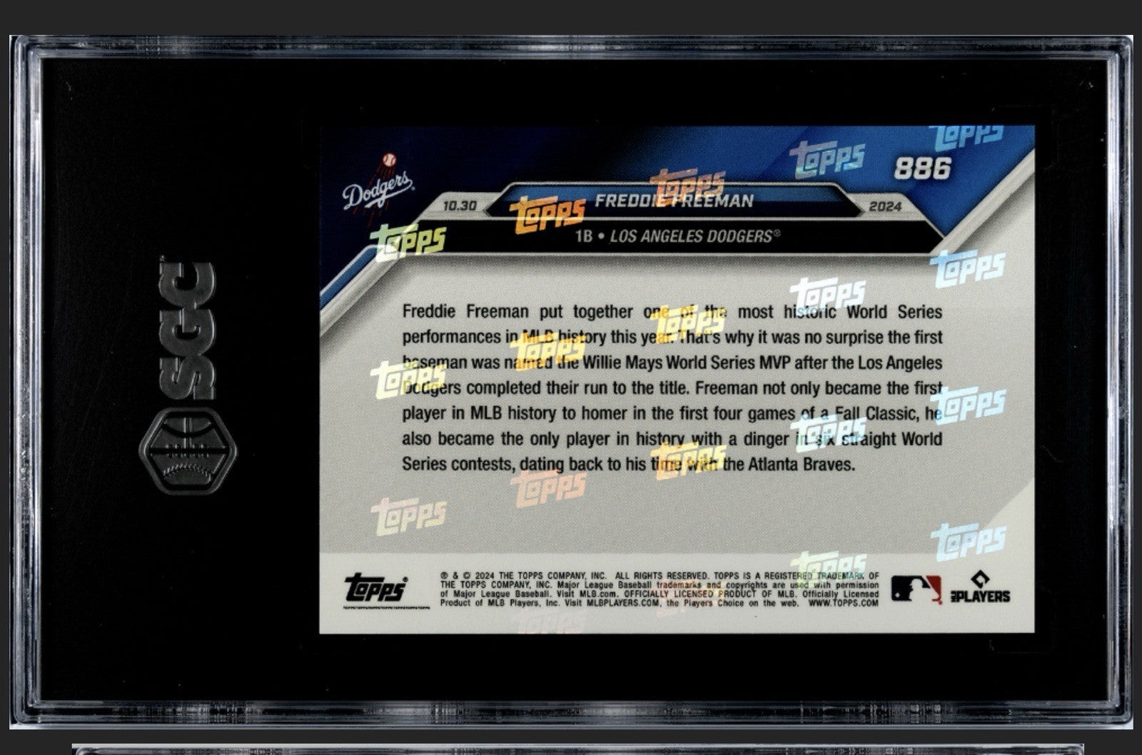 MVP AWARD! Freddie Freeman - 2024 MLB Topps NOW #886 Dodgers World Series SGC 9*