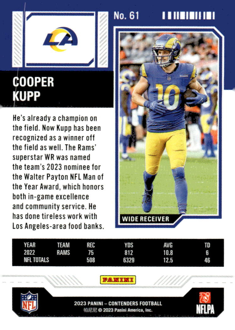 2023 Panini Contenders #61 Cooper Kupp Game Ticket Red NFL LA Rams