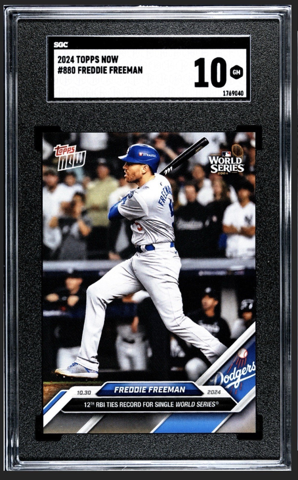 Freddie Freeman 12 RBIs 2024 MLB Topps NOW LA Dodgers World Series #880 - SGC 10