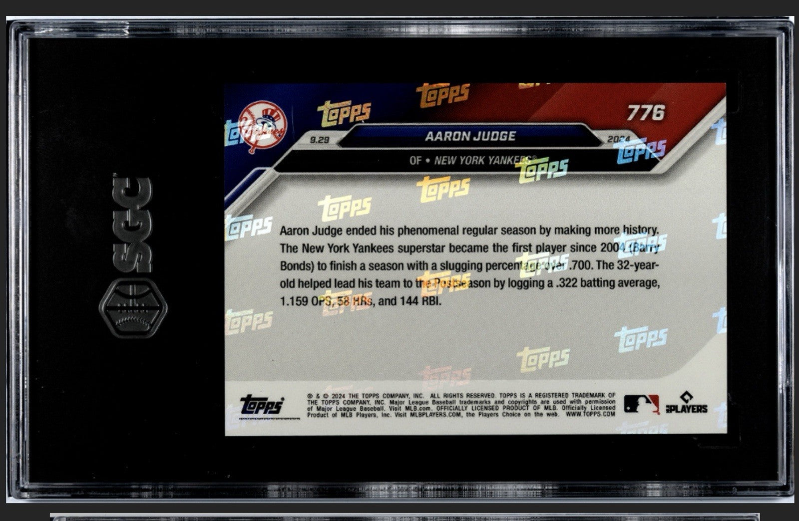 2024 Topps Now Aaron Judge MLB New York Yankees #776 - MVP 700 Slug/04 - SGC 9.5