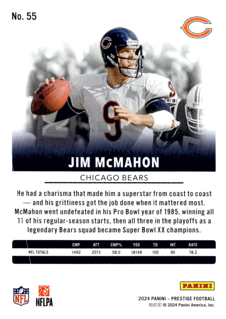 2024 Panini Prestige - Football Card #55 - Jim McMahon* - NFL HOF Chicago Bears*