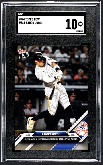 2024 Topps Now Aaron Judge* MLB NY Yankees HR 58 Streak to 5 Games #764 - SGC 10