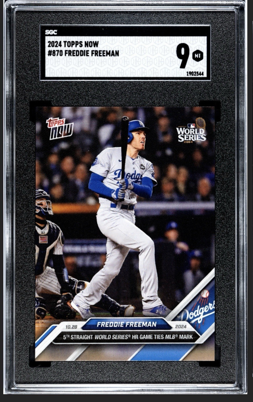 Freddie Freeman LA Dodgers 2024 MLB Topps NOW 5th Straight Game W/HR 870 - SGC 9