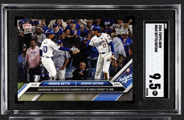 2024 Topps Now Superstars Team UP Shohei Ohtani and Mookie Betts baseball card graded SGC 9.5 in protective case
