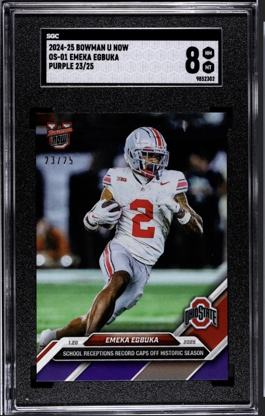 23/25* Emeka Egbuka RC ONLY 1206 PR! 2024-25 Bowman U NOW OS-01 - HISTORIC Card!