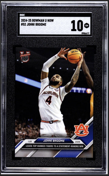 2024-25 Bowman U Now Johni Broome Rookie Leads Top Ranked Tigers Card #52 SGC 10