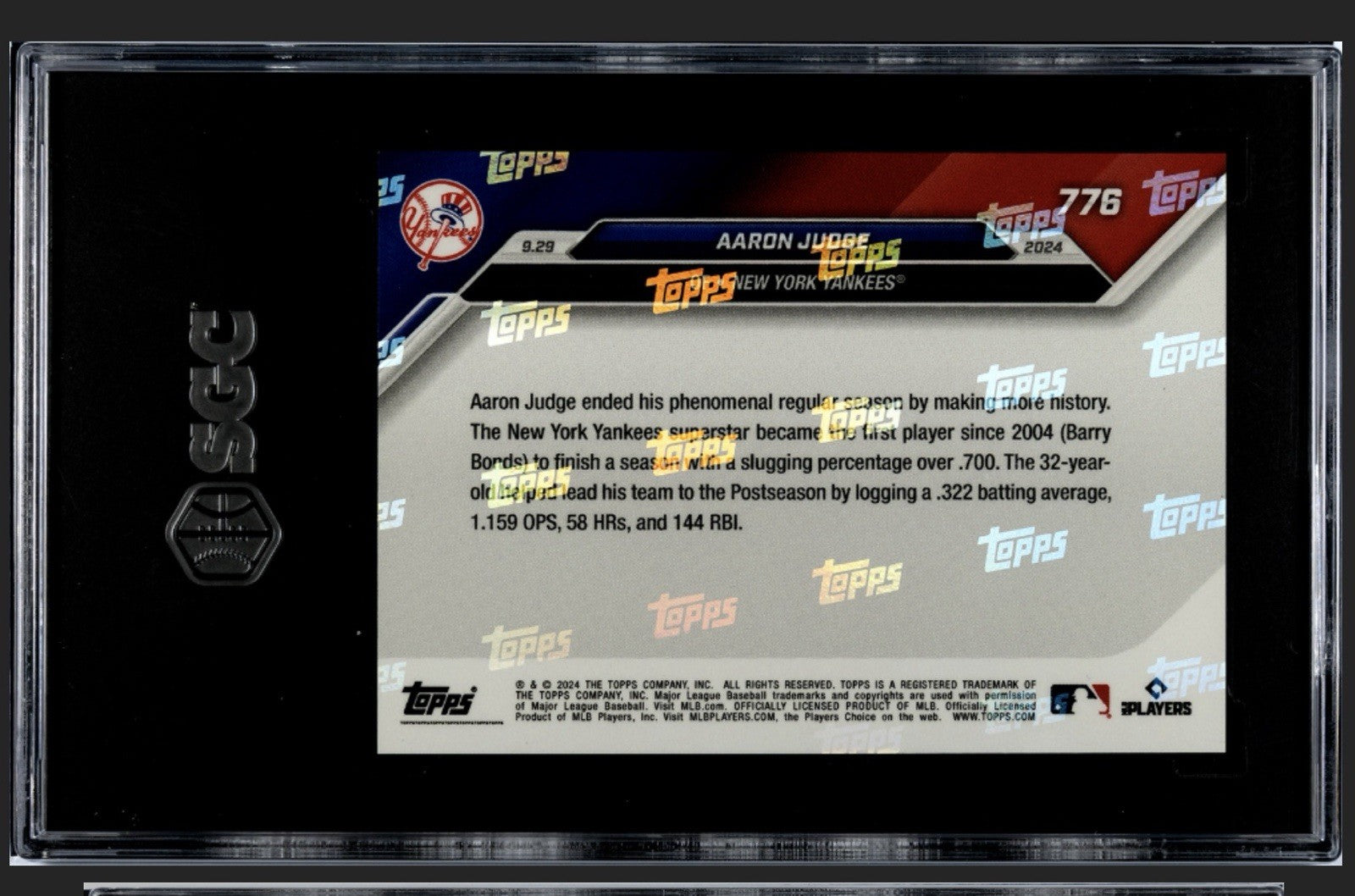 2024 Topps Now Aaron Judge MVP MLB New York Yankees Card 776 700 Slug/04 SGC 10!