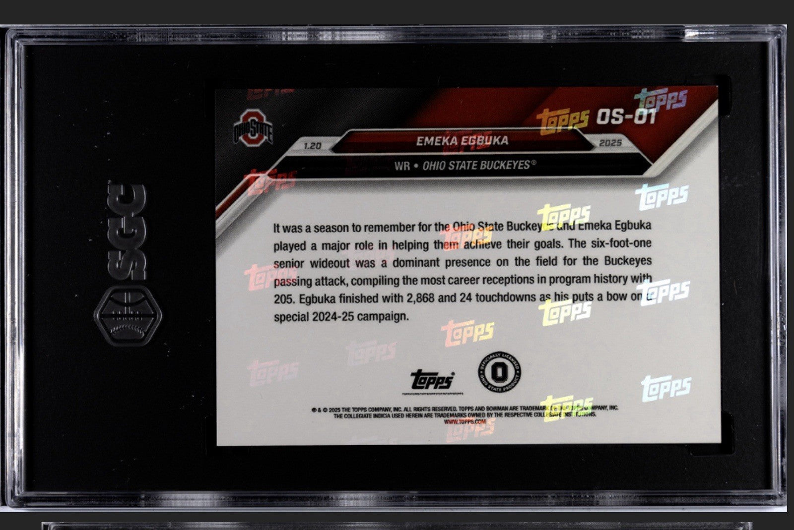 23/25* Emeka Egbuka RC ONLY 1206 PR! 2024-25 Bowman U NOW OS-01 - HISTORIC Card!