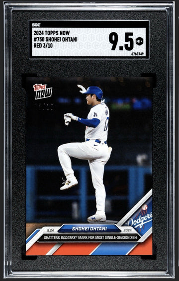 3/10 2024 Topps Now Shohei Ohtani Card #750 Shatters Dodgers XBH Record! SGC 9.5