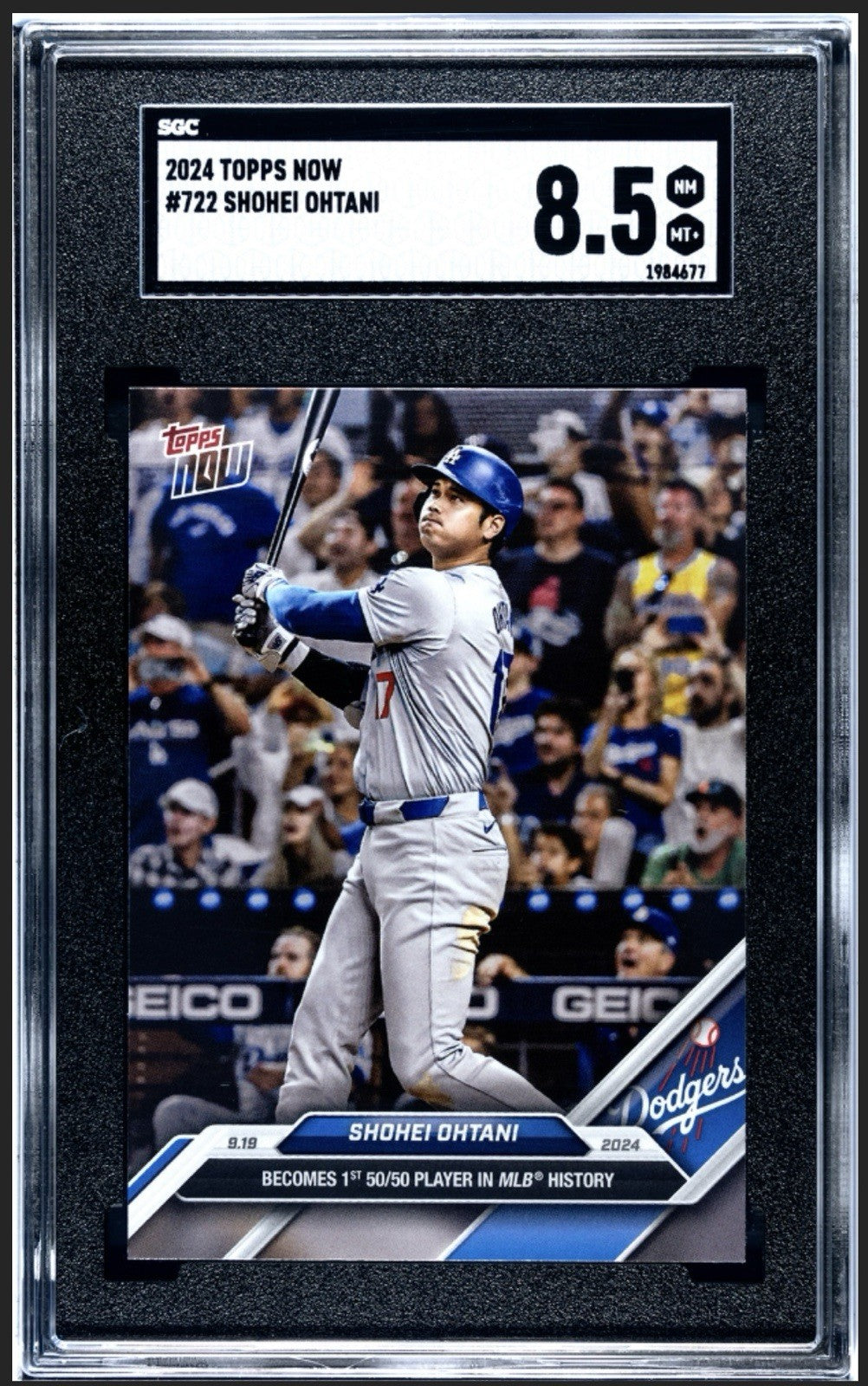 2024 Topps Now SHOHEI OHTANI #722 1st 50/50 Player In History LA Dodgers SGC 8.5