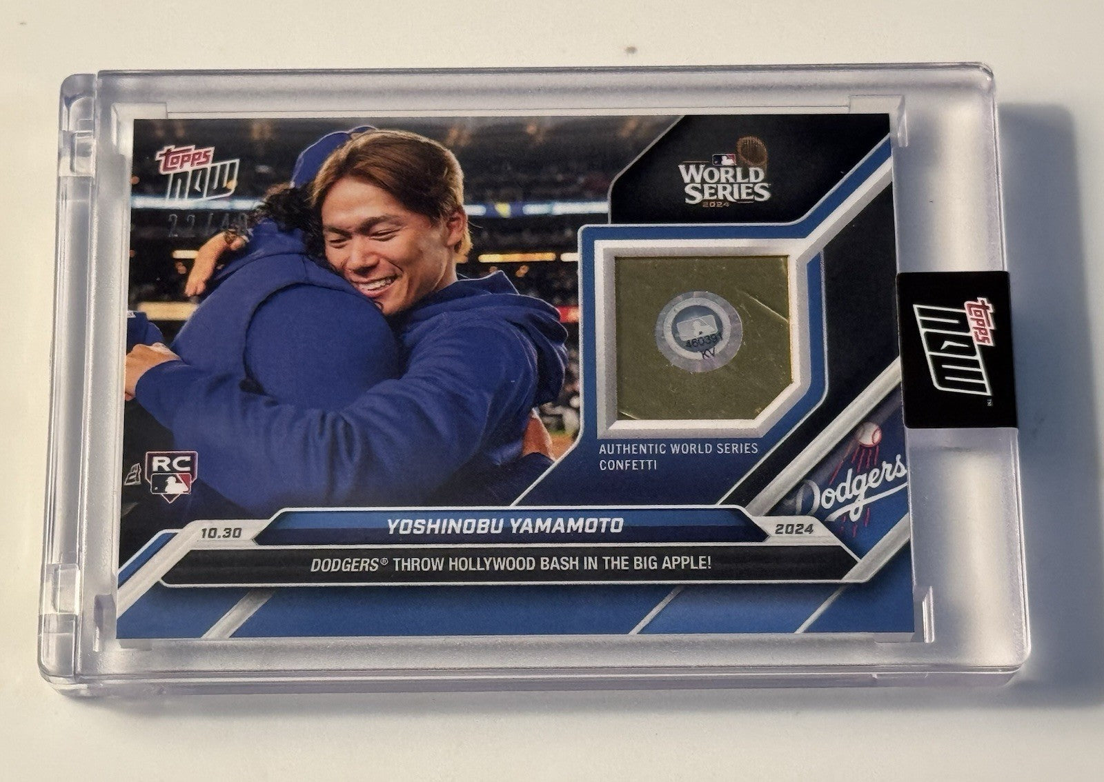 22/49 Yoshinobu Yamamoto/OHTANI Dodgers WS Confetti Relic 2024 Topps NOW #WSC-5A