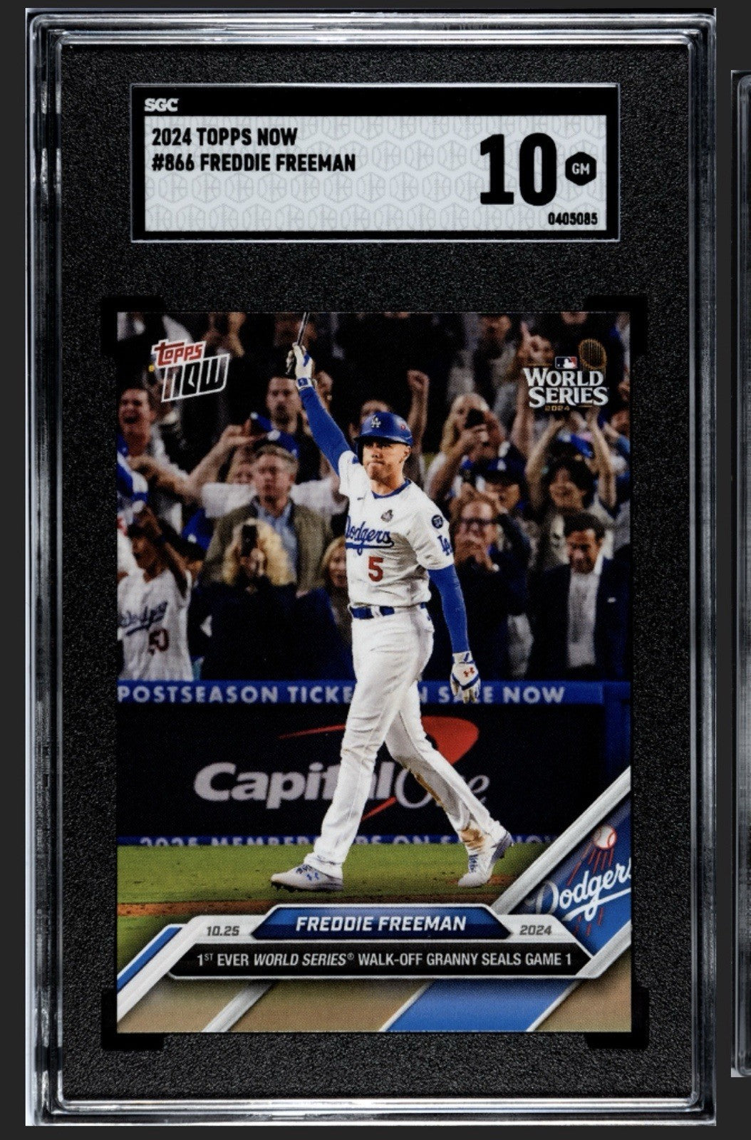 2024 Topps Now! Freddie Freeman 1st World Series Grand Slam W/Off HR 866 SGC 10!