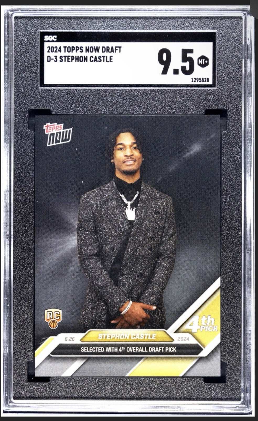 Stephon Castle 2024 Topps Now NBA Spurs rookie card graded SGC 9.5, limited edition collectible