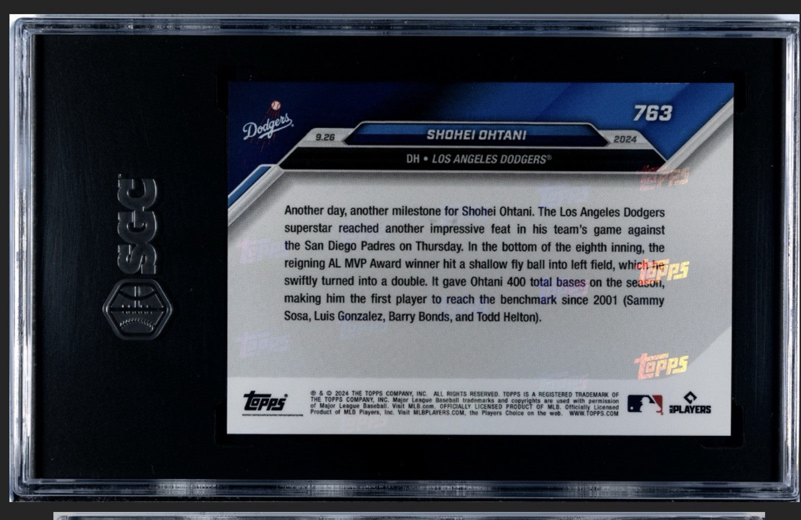 2024 TOPPS NOW SHOHEI OHTANI 1st 10 Total Bases Since 2001 Dodgers #763 - SGC 10