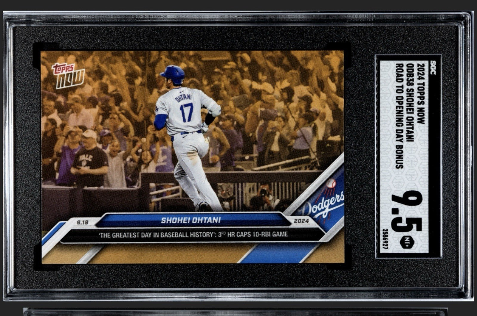SHOHEI OHTANI GOLD SP 2024 Topps NOW Card #ODB38 3 HR Game MLB Dodgers - SGC 9.5