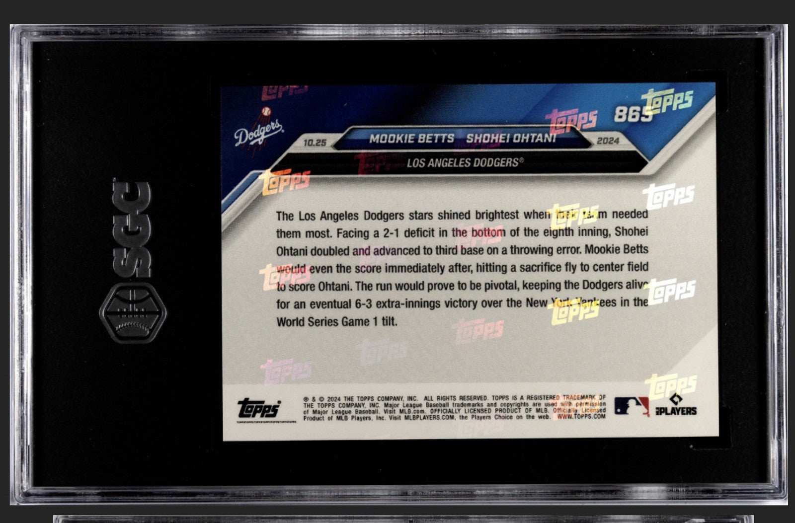 2024 Topps Now Superstars Team UP Shohei Ohtani Mookie Betts Dodgers baseball card graded SGC 9.5 in protective case