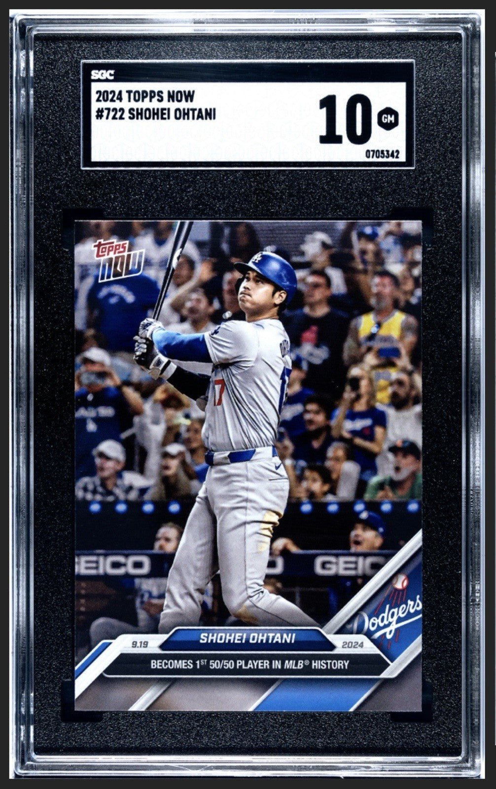 2024 Topps Now SHOHEI OHTANI #722 1st 50/50 Player In History LA Dodgers SGC 10*