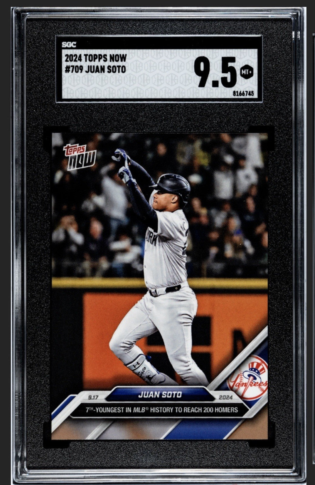 2024 Topps Now #709 Juan Soto MLB NY Yankees/Mets 7th Youngest to 200 HR SGC 9.5