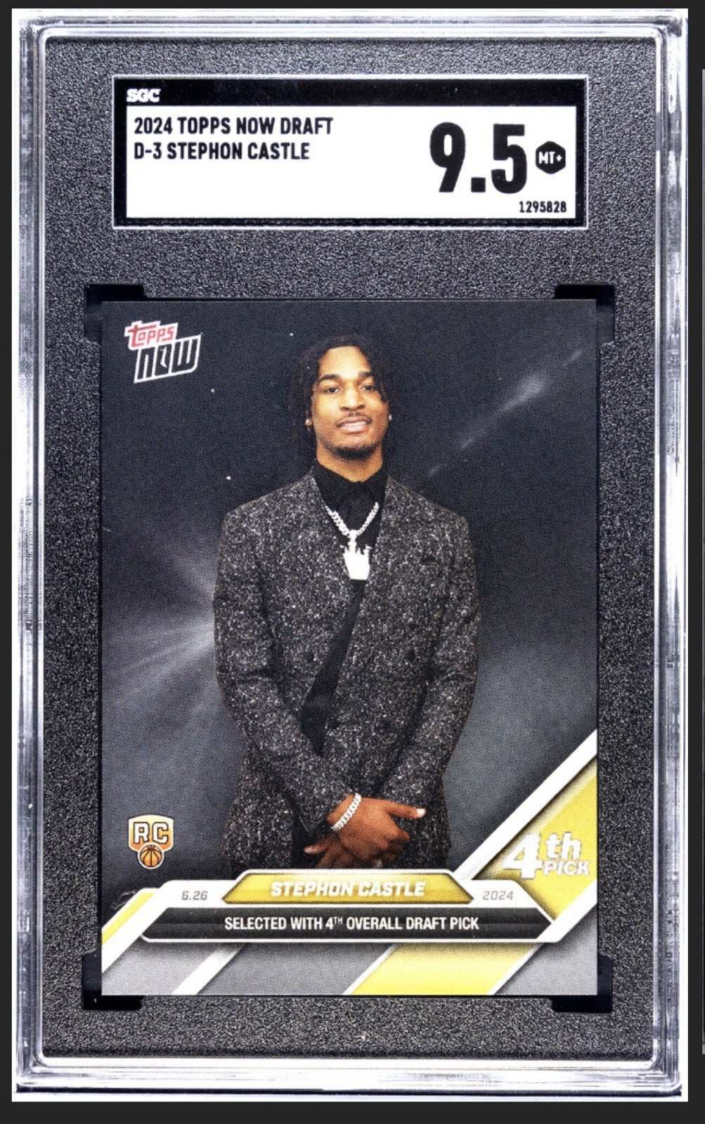 Stephon Castle 2024 Topps Now NBA Draft Night Rookie Card SGC 9.5 San Antonio Spurs basketball collectible