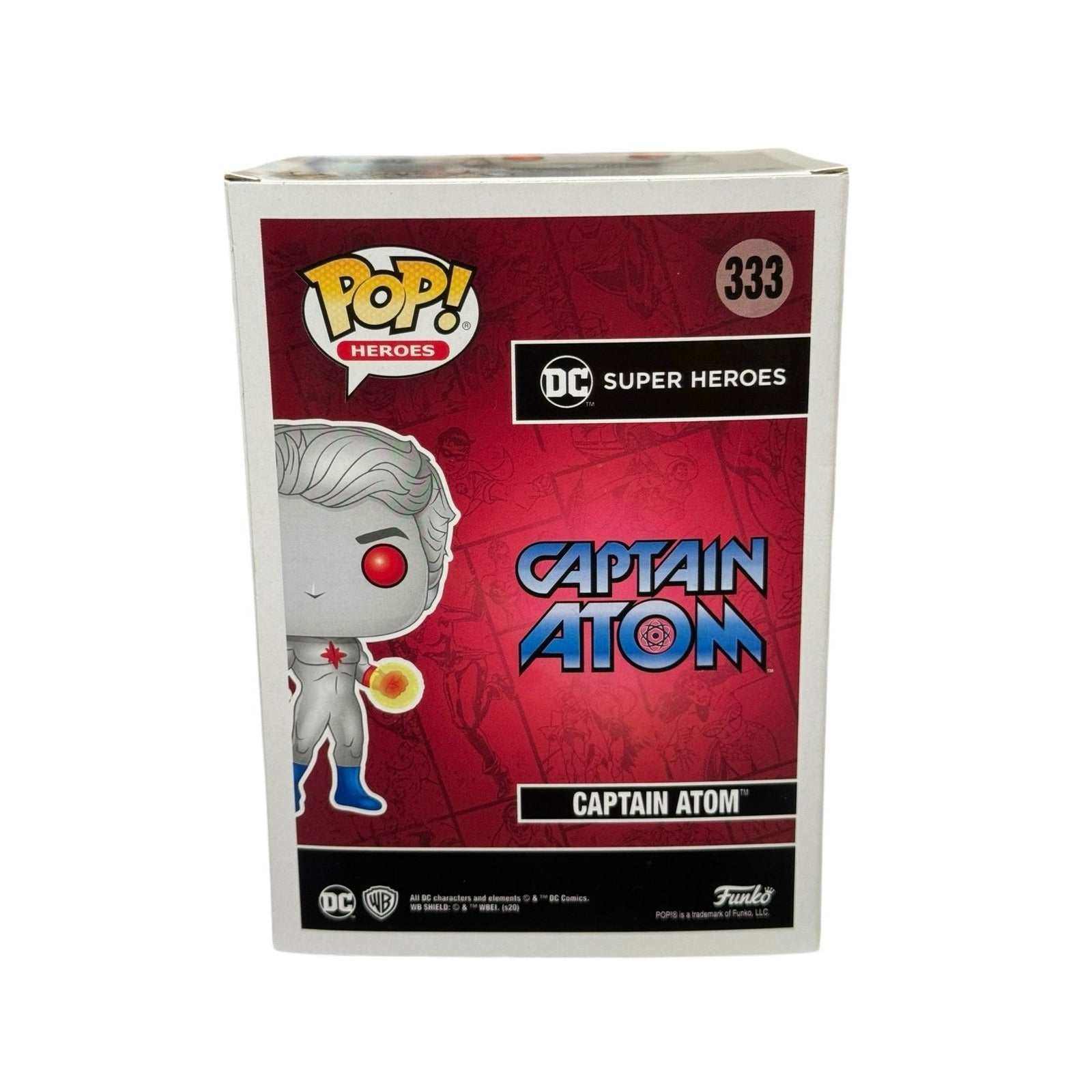 Captain Atom Funko Pop 333 DC Super Heroes 2020 limited edition box with metallic sculpt and red energy details