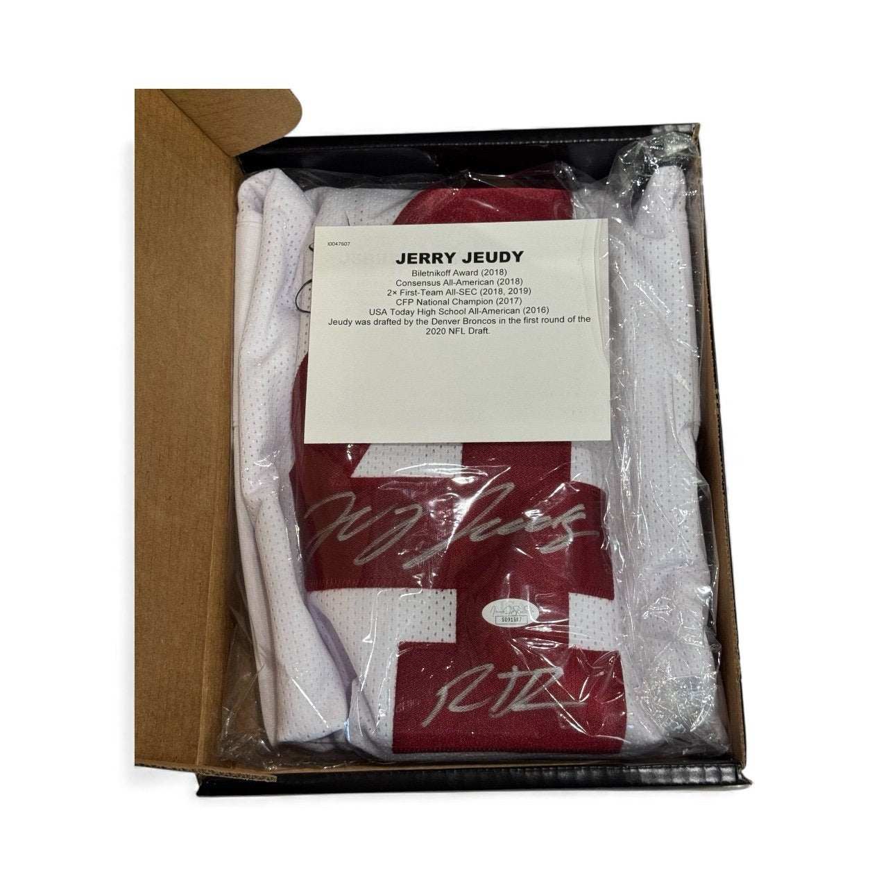 Jerry Jeudy autographed Alabama Crimson Tide #4 jersey with TriStar COA in boxed packaging