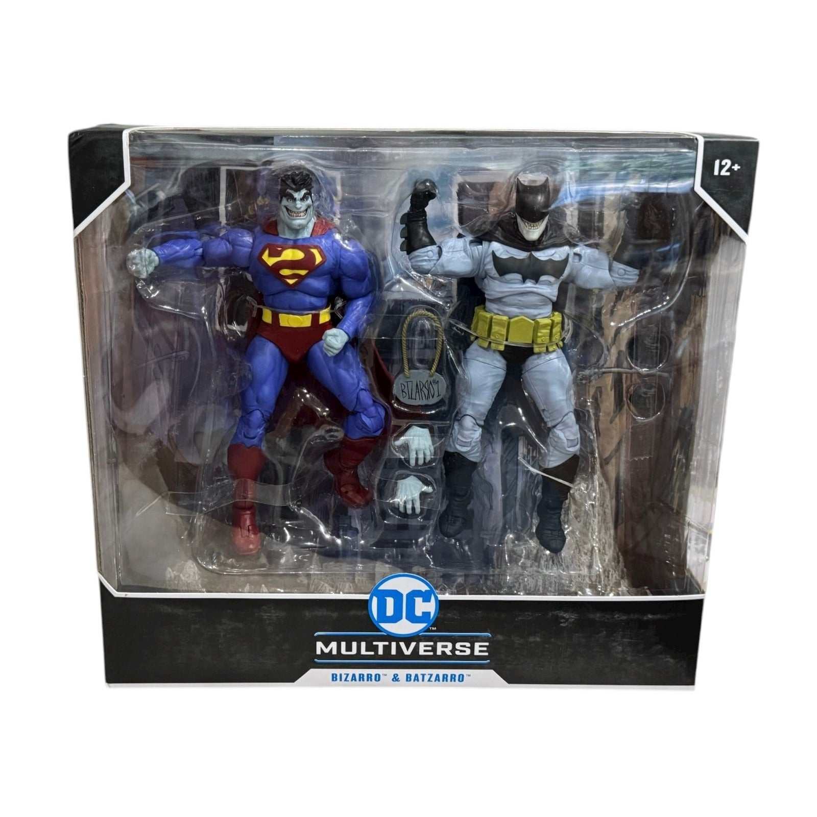 McFarlane DC Multiverse Bizarro and Batzarro 7-inch action figure 2-pack in factory-sealed packaging