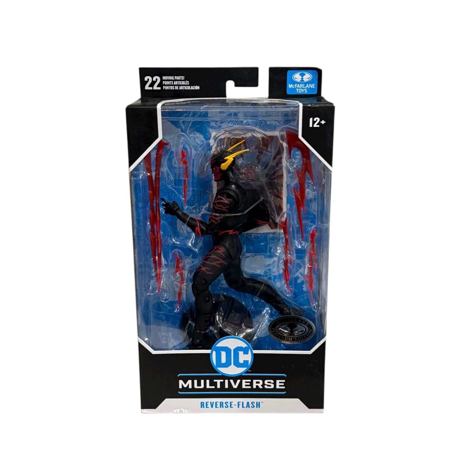 McFarlane DC Multiverse Reverse-Flash New 52 7-inch action figure in sealed packaging with lightning accessories and display base