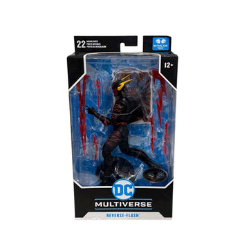 McFarlane DC Multiverse Reverse-Flash New 52 7-inch action figure in sealed packaging with lightning accessories and display base
