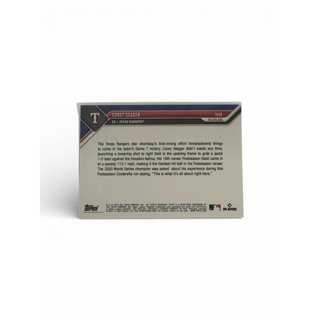 New Arrival Only 888 Printed Corey Seager 2023 Topps NOW 1036 ALCS MLB Rangers