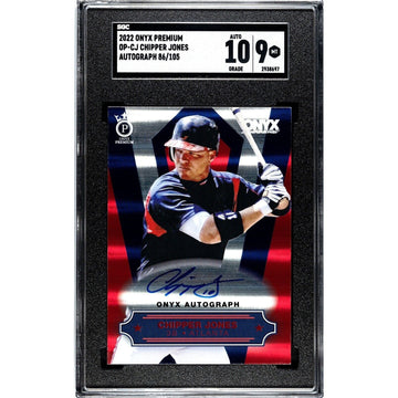 Chipper Jones* 2022 Onyx Premium Silver Foil Auto 86/105 MLB #OP-CJ Braves SGC 9