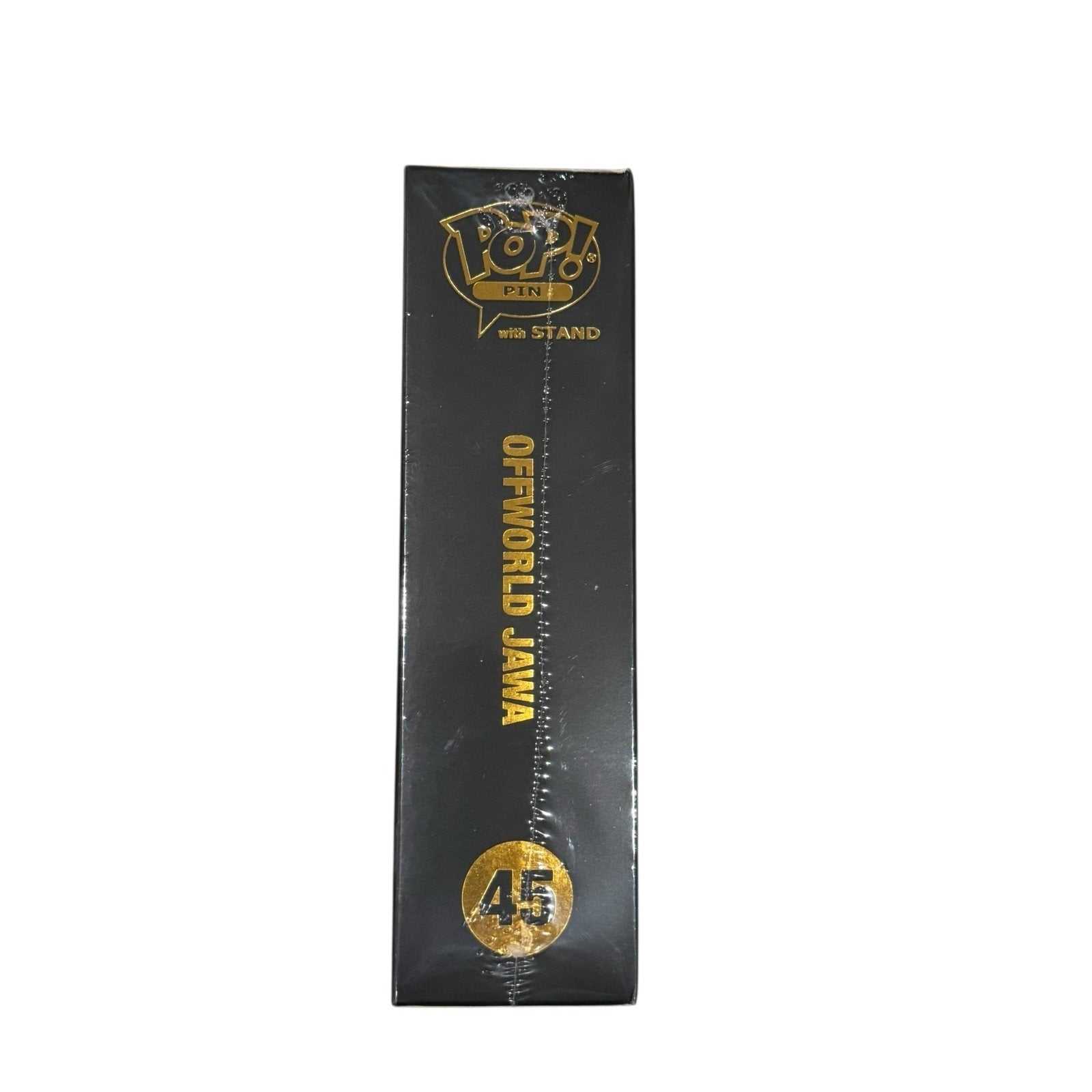 Funko Pop Pin Star Wars Offworld Jawa 45 collectible in black packaging with gold lettering and logo