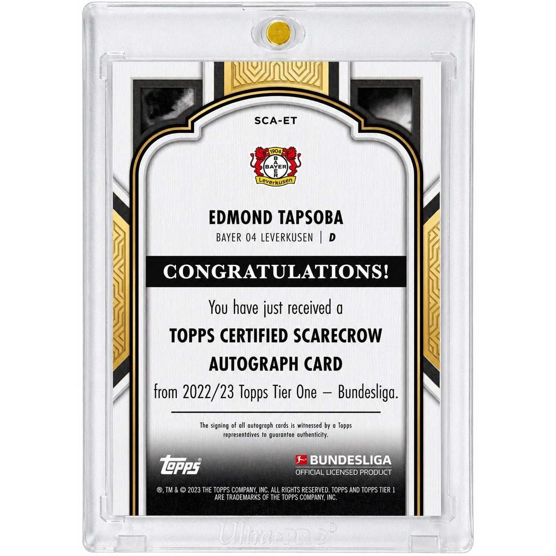 /120 Edmond Tapsoba Auto NM 2022-23 Topps Tier One Bayer Leverkusen Fifa Cup