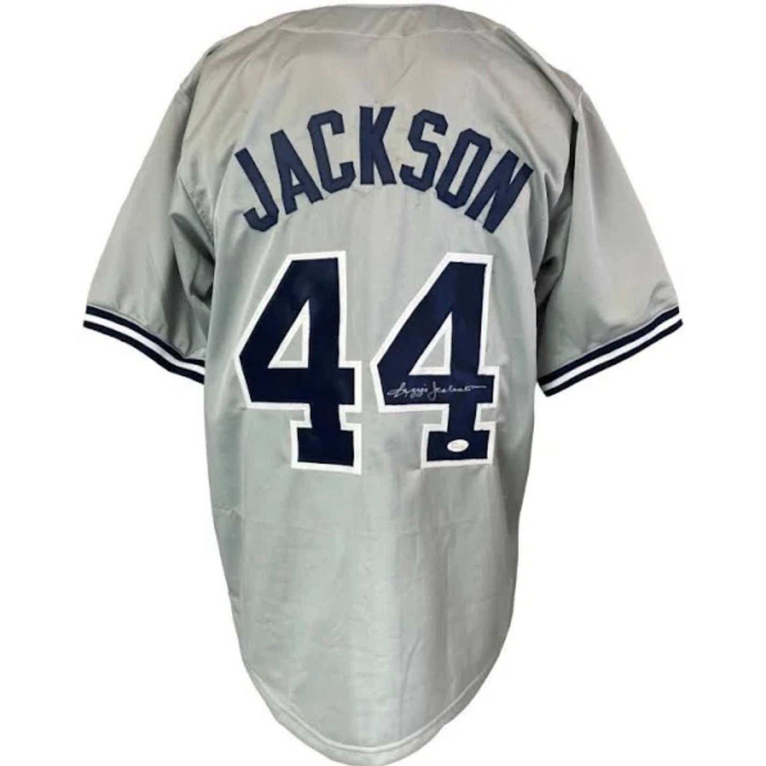 Reggie Jackson signed gray New York Yankees #44 jersey with JSA authentication